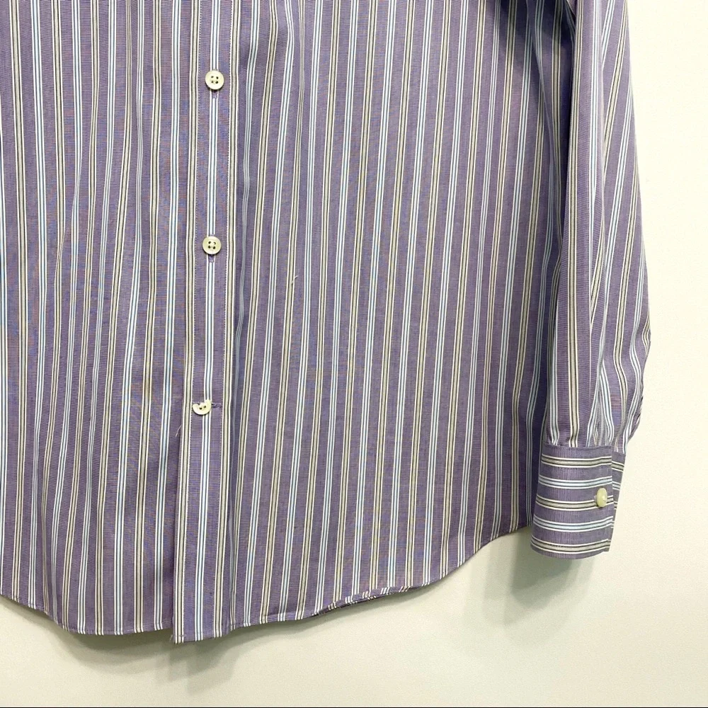 banana republic | purple stripe non-iron button down shirt m